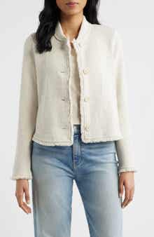 Fringe Mix Knit Bomber Jacket