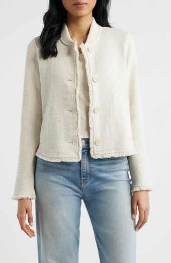 Fringe Mix Knit Bomber Jacket