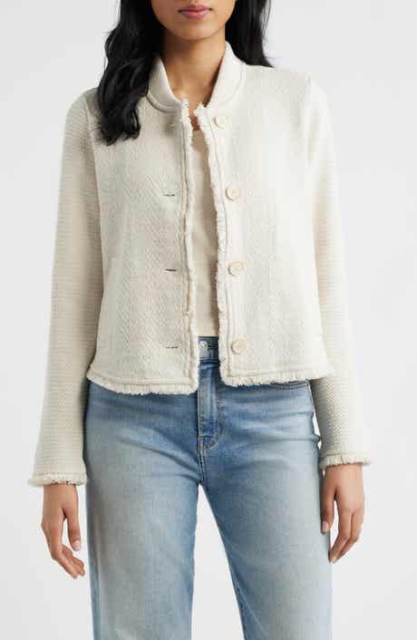 Fringe Mix Knit Bomber Jacket