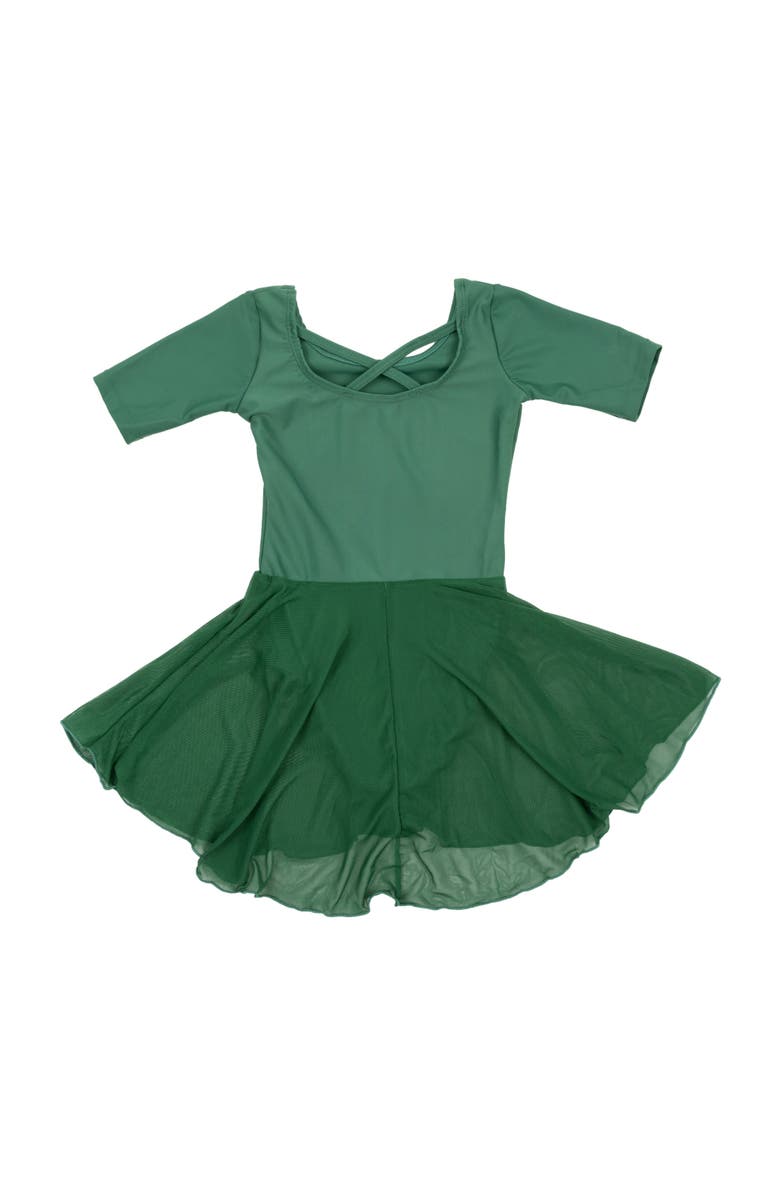 Leveret Girls Short Sleeve Skirted Leotard, Alternate, color, Uniform Green