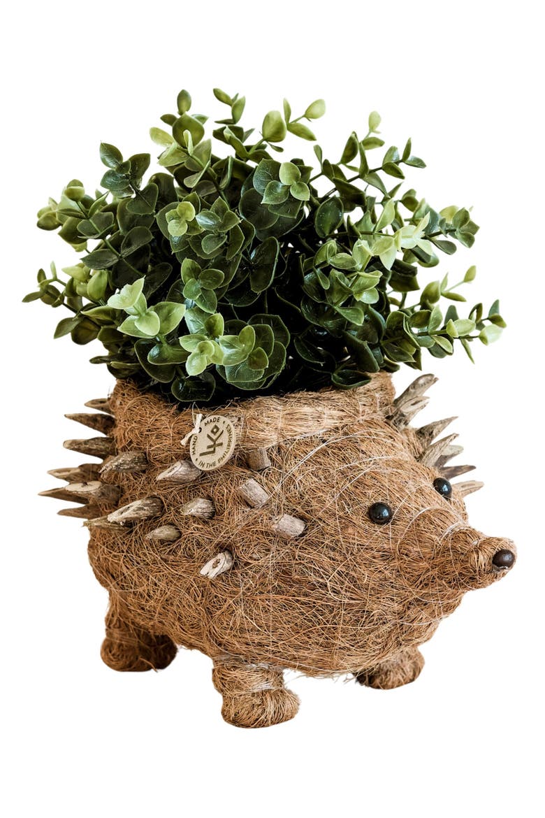 Hedgehog Handwoven Planter, Main, color, BROWN