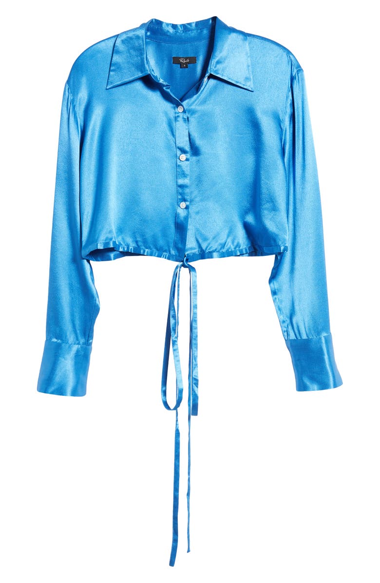 Rails Tiana Tie Waist Crop Satin Blouse, Alternate, color, 