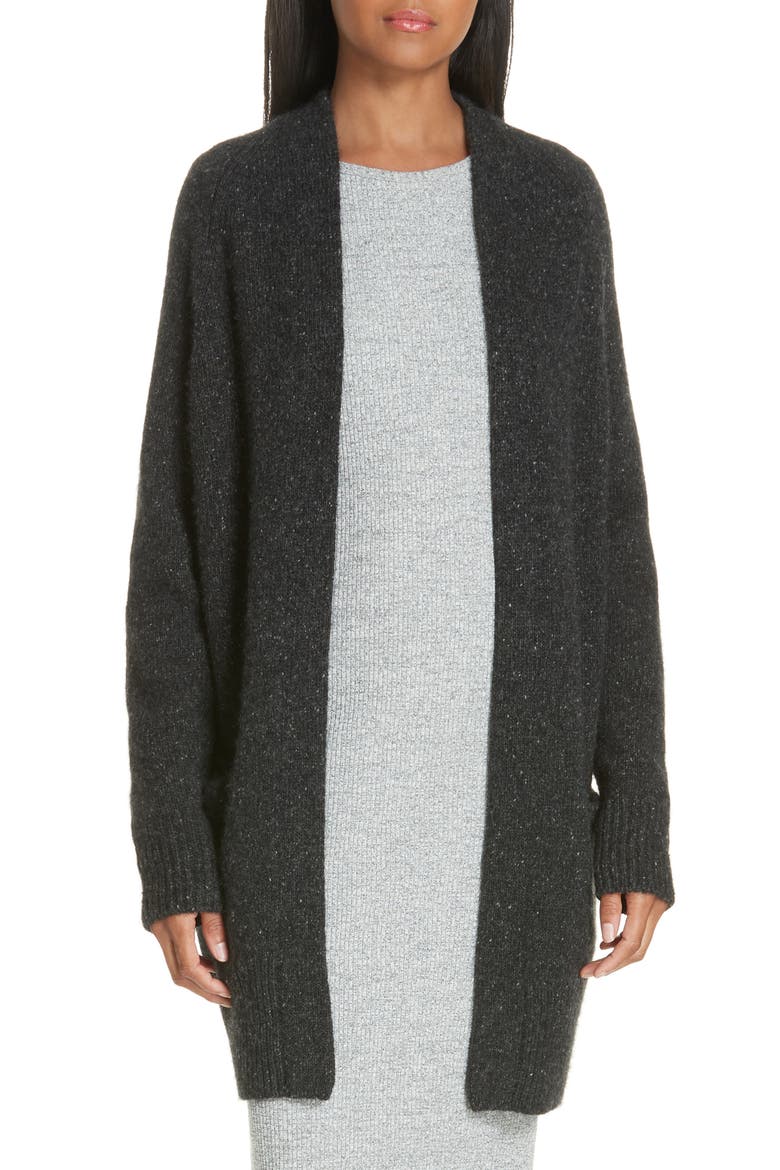 Cashmere Raglan Sleeve Open Front Cardigan, Main, color, CHARCOAL