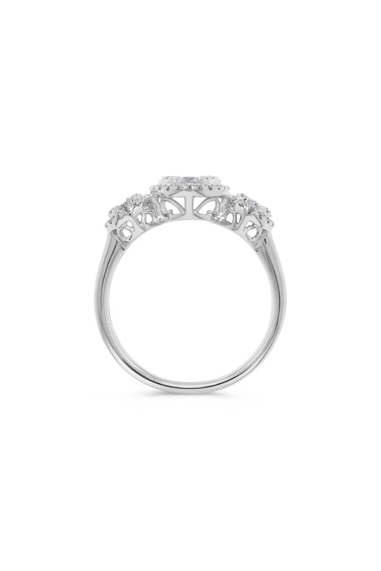 Triple Oval Shaped Round Diamond Cluster Ring in 14K White Gold, Alternate, color, 14K White Gold