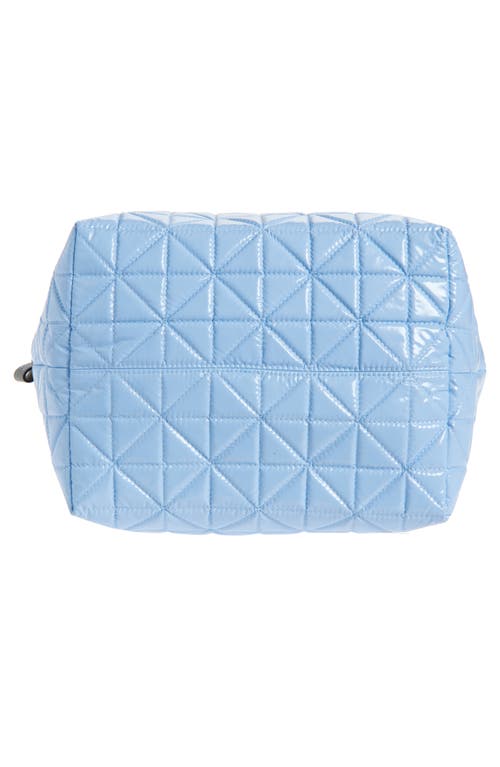 Veecollective Small Vee Quilted Recycled Nylon Tote In Cerulean Vinyl