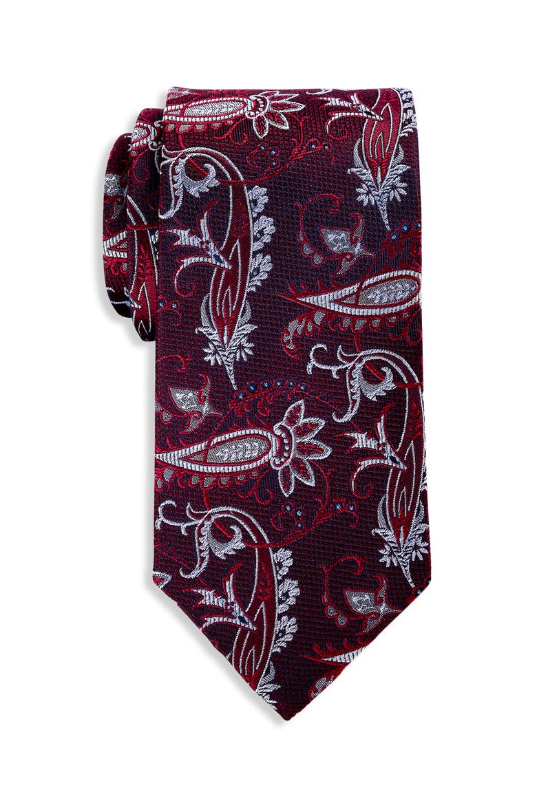 Big & Tall Paisley Tie, Main, color, BURGUNDY