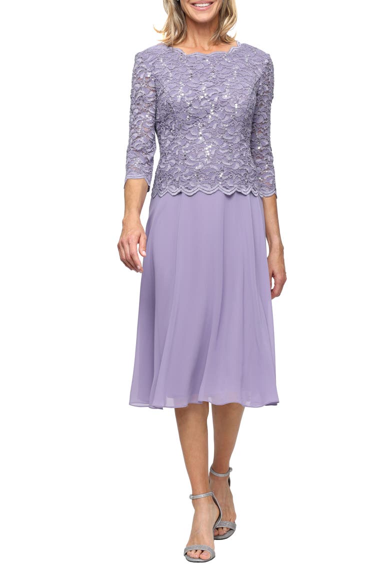 nordstrom 2 piece prom dress Alex Evenings Bella Sequin Lace Dress Heather / 14