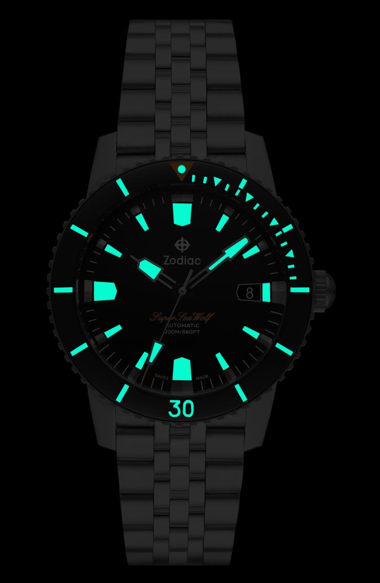 Zodiac Compression Diver Automatic Stainless Steel Watch, 40mm, Alternate, color,