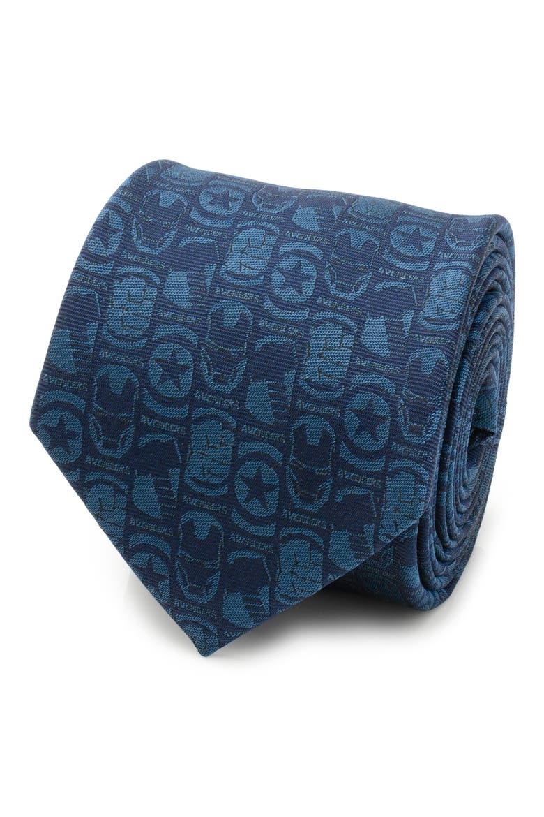 x Marvel Avengers Medallion Silk Blend Tie, Alternate, color, BLUE