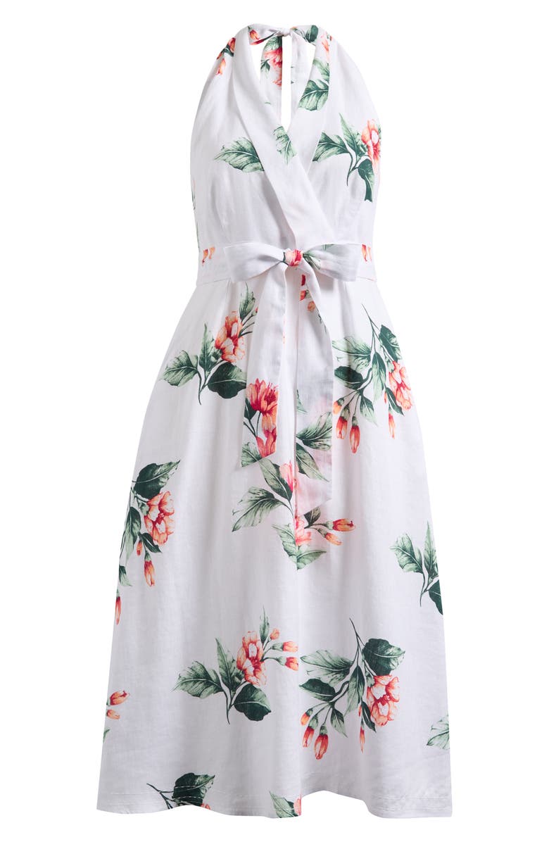 Tommy Bahama Florentina Flourish Halter Midi Dress, Alternate, color, White