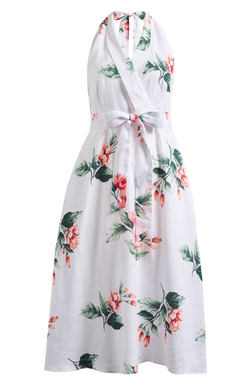 Tommy Bahama Florentina Flourish Halter Midi Dress In White