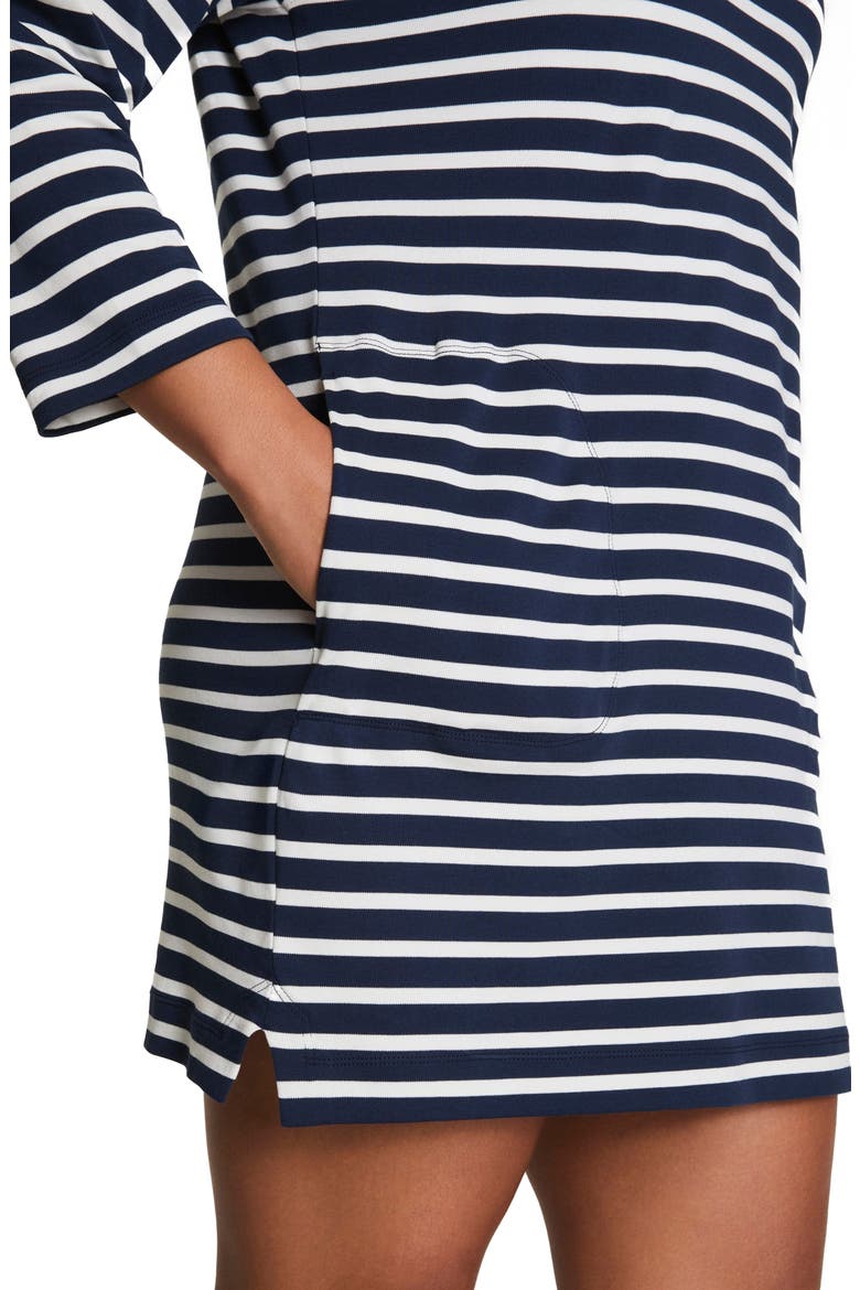 Cool Cotton Boatneck Dress, Alternate, color, YACHT STRIP BLACK