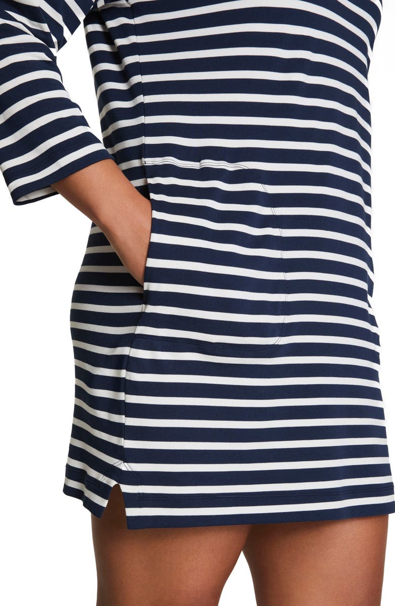 SPANX<sup>®</sup> Cool Cotton Boatneck Dress, Alternate, color, Yacht Strip Black
