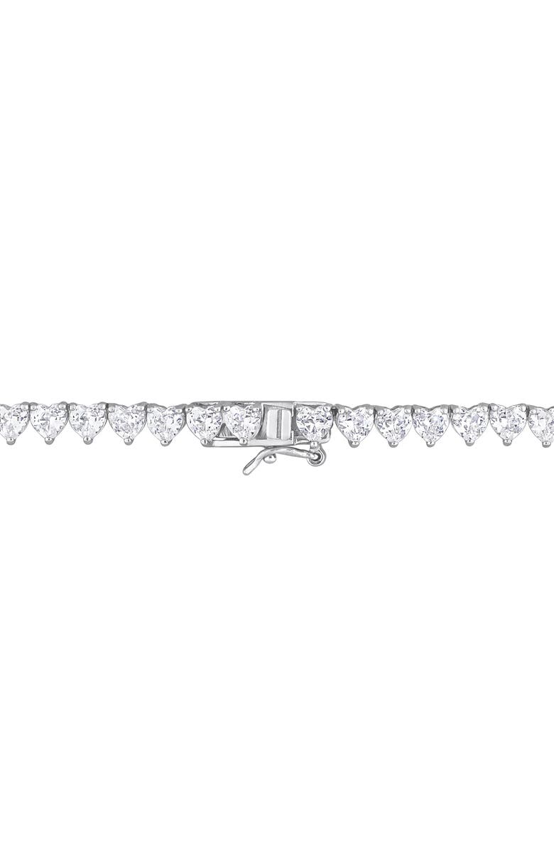 DELMAR Heart Cut Lab Created White Sapphire Tennis Necklace, Alternate, color, 
