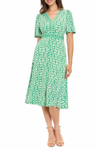 Flutter Sleeve A-Line Midi Dress