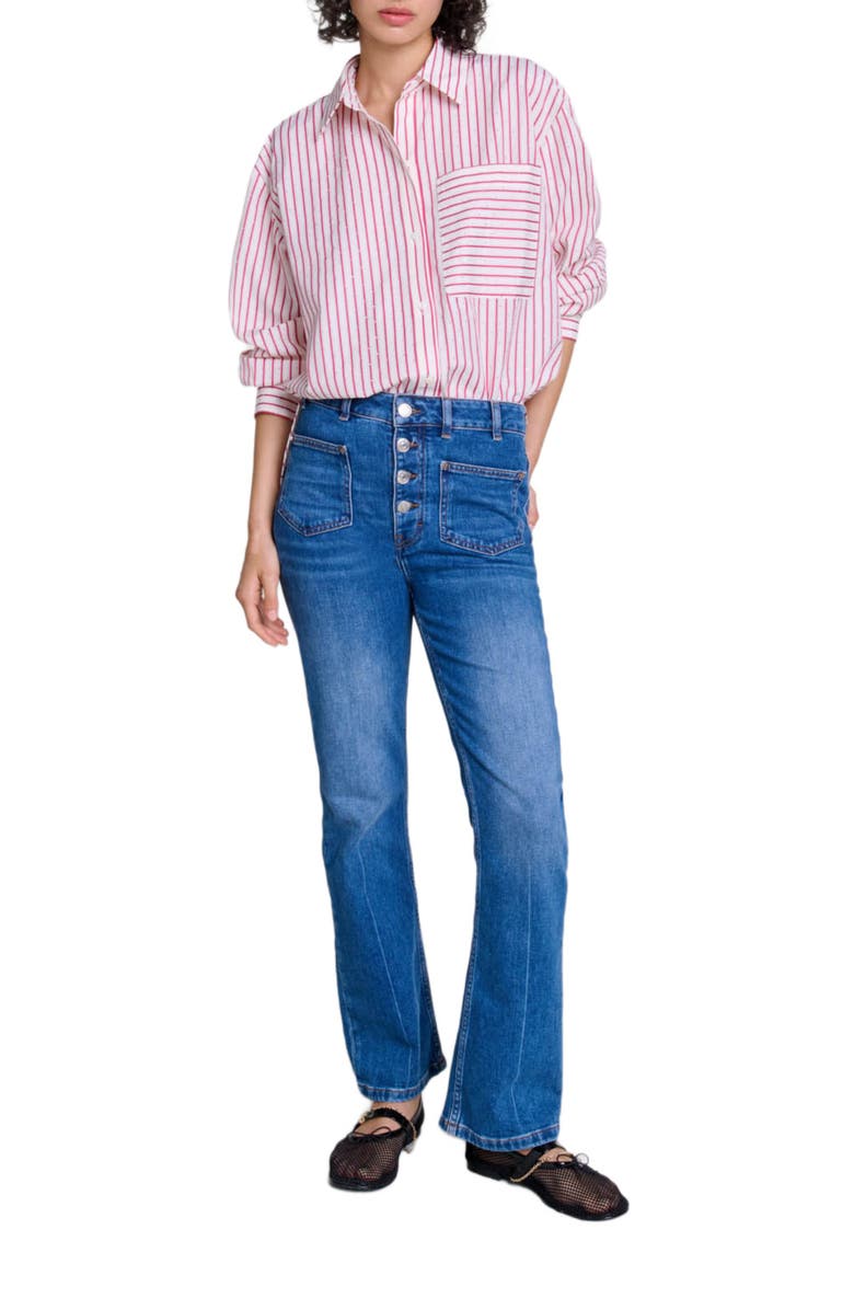 maje Striped rhinestone shirt, Alternate, color, 