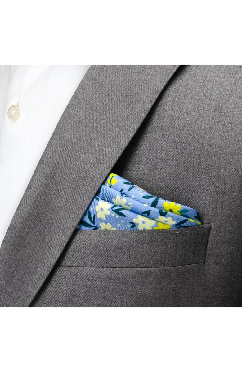 Cufflinks, Inc. Blue Floral Silk Blend Pocket Square, Alternate, color, Blue
