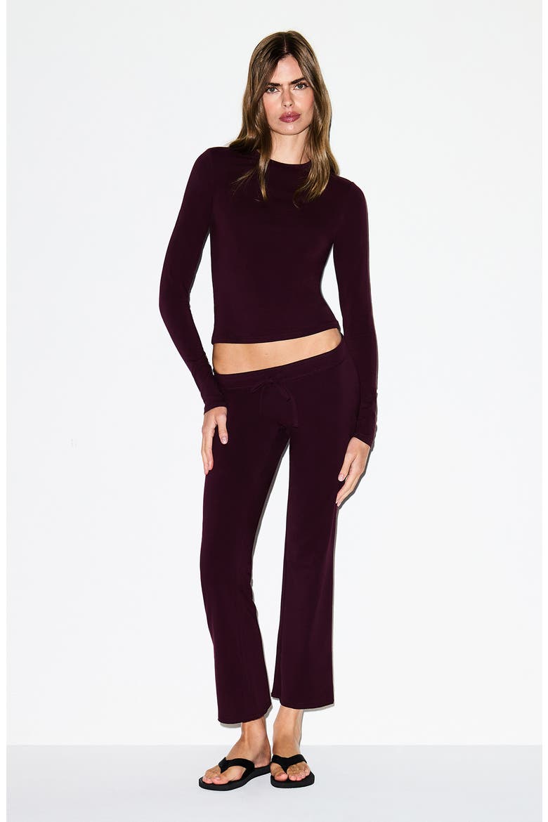 Stretch Cotton Jersey Long Sleeve T-Shirt, Alternate, color, CURRANT