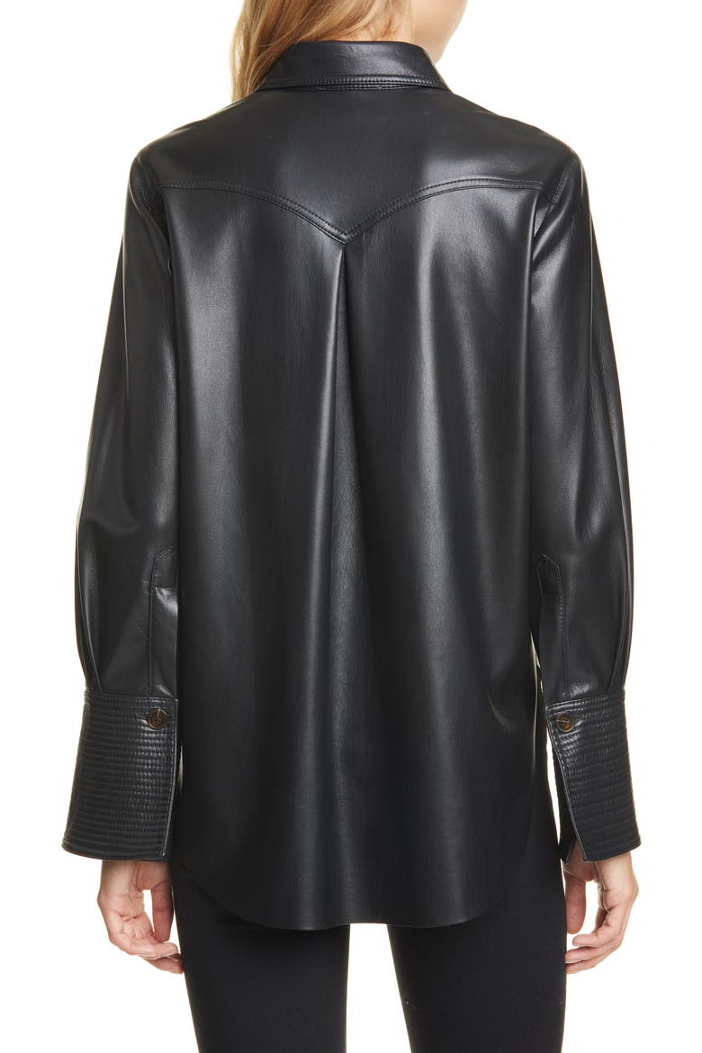 Elpi Vegan Leather Shirt, Alternate, color, BLACK