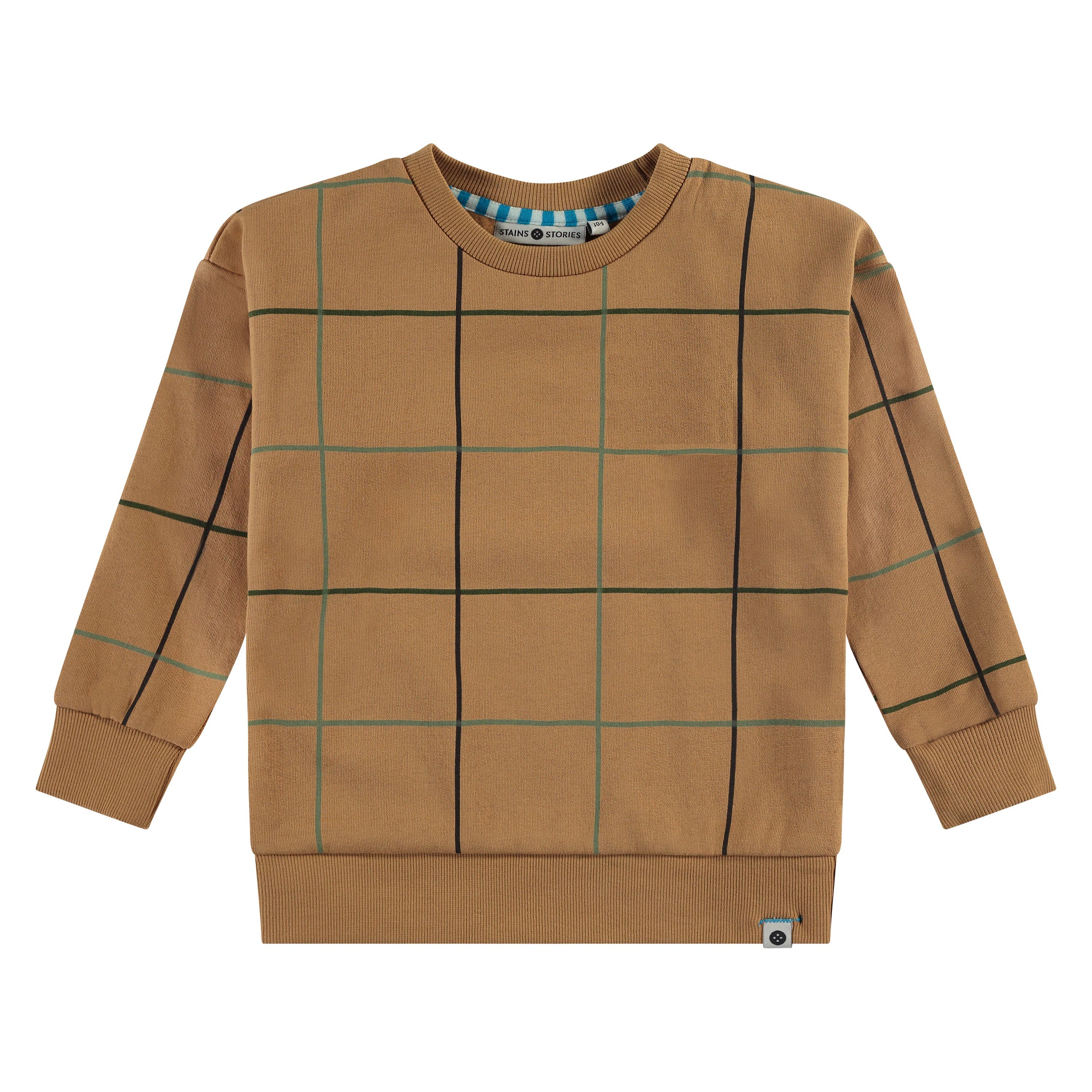 Stains And Stories By Babyface Kids'  Gridline Pattern Sweatshirt In Brown
