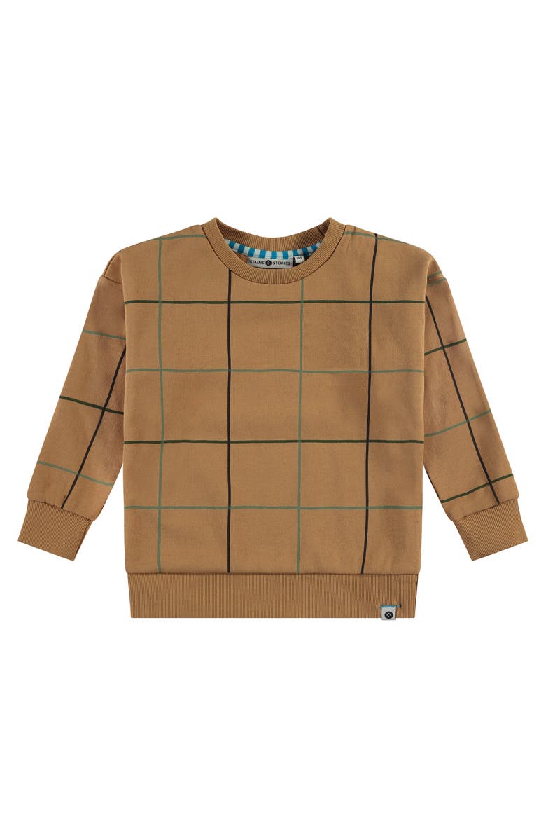 Stains and Stories by Babyface Gridline Pattern Sweatshirt, Main, color, Curry