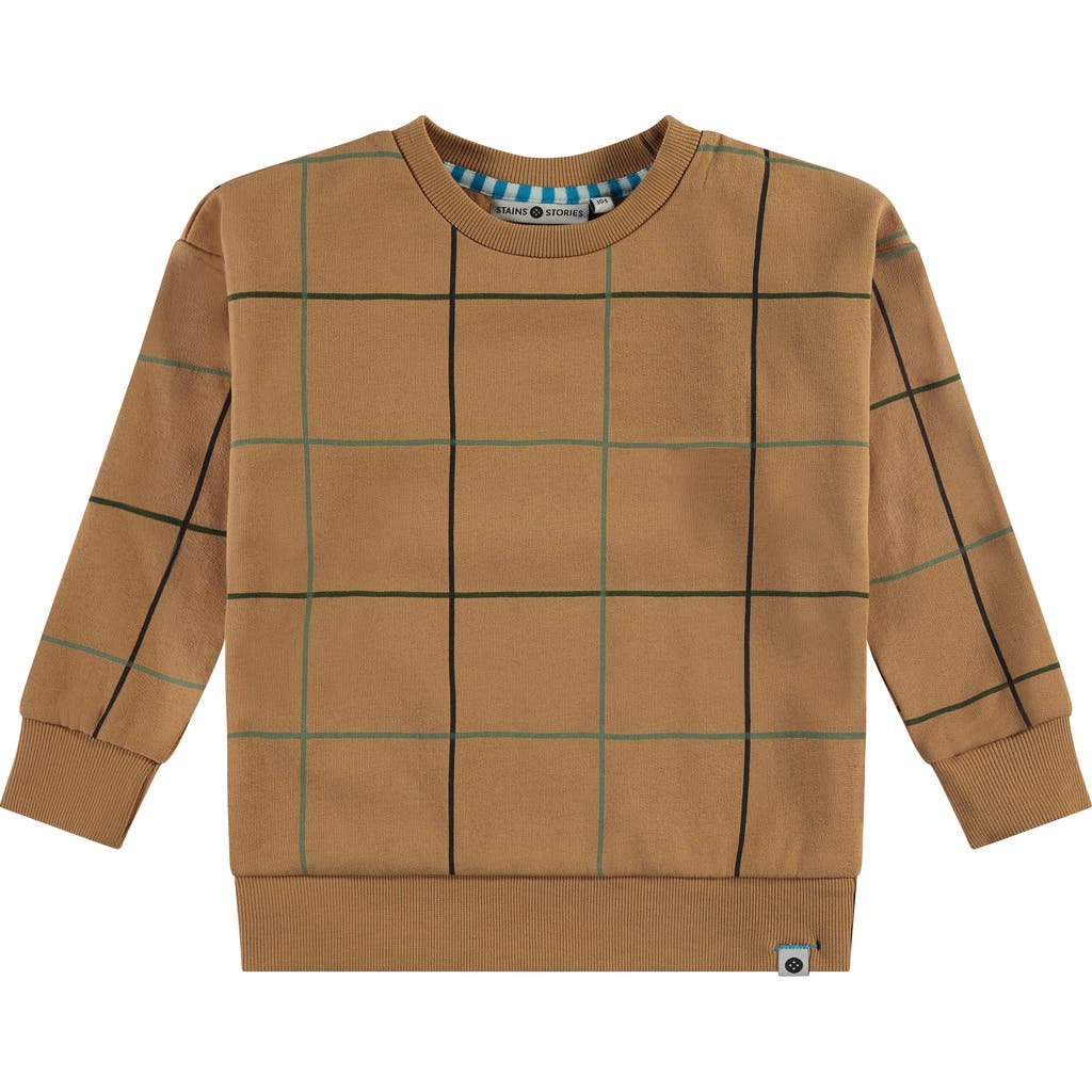 Stains And Stories By Babyface Kids' Gridline Pattern Sweatshirt In Brown