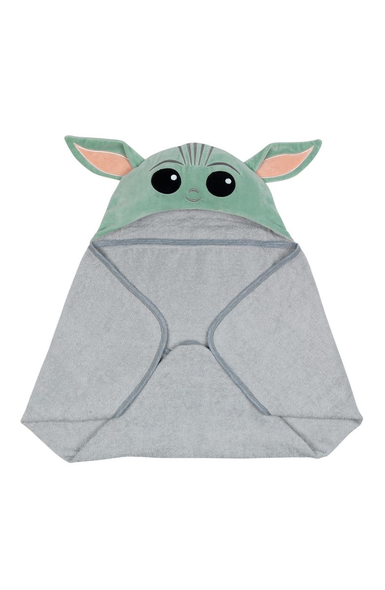 Lambs & Ivy Star Wars The Child/Baby Yoda/Grogu Gray Hooded Baby Bath Towel, Alternate, color, Gray