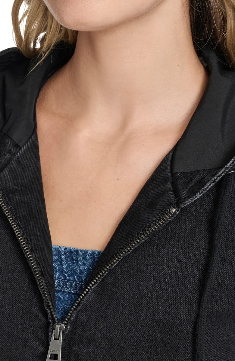 Levi's<sup>®</sup> Cotton Zip Work Hoodie, Alternate, color, Black Denim
