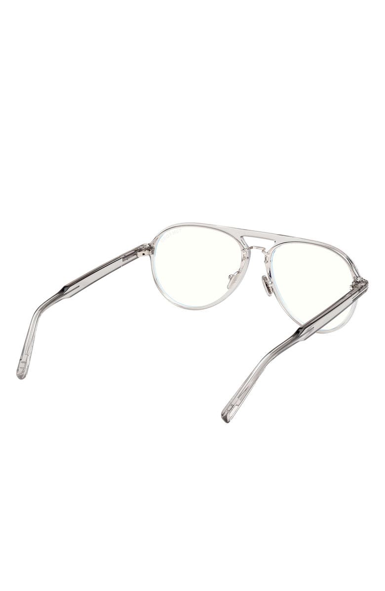TOM FORD 57mm Pilot Blue Light Blocking Optical Glasses, Alternate, color, Light Grey / T Logo