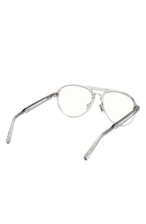 Tom Ford 57mm Pilot Blue Light Blocking Optical Glasses In Gray