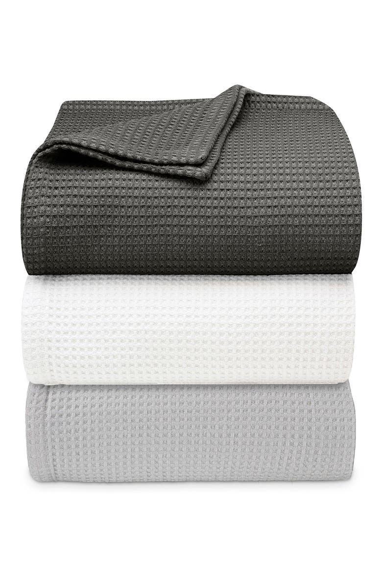 Waffle Weave Cotton Blanket, Alternate, color, WHITE