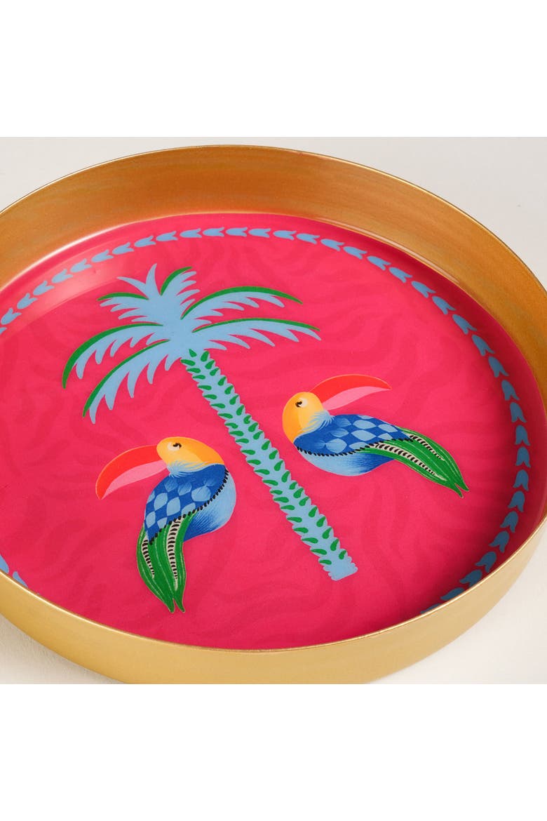 Snake Metal Decorative Tray 2 Pcs Set, Alternate, color, Yellow-Fuchsia