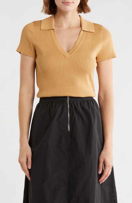 DKNY Jeans Short Sleeve Rib Polo Sweater