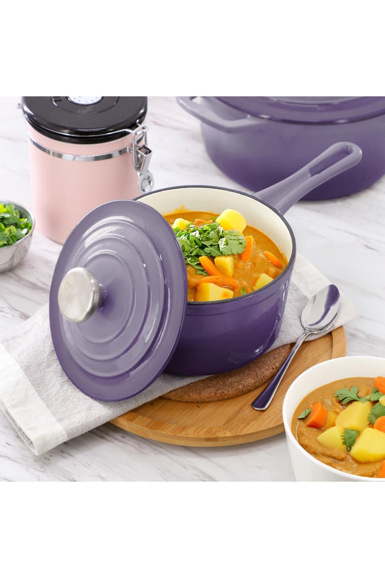 7 Piece Enameled Cast Iron Cookware Set, Alternate, color, Purple