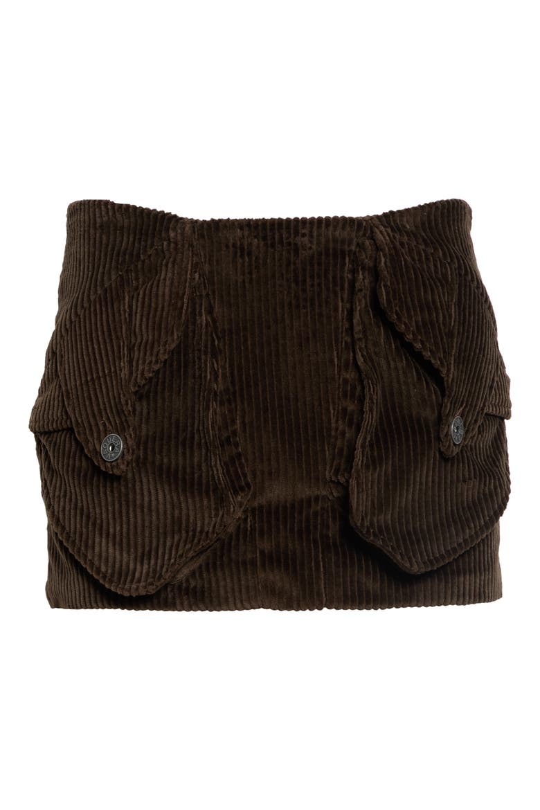 Cotton Corduroy Miniskirt, Alternate, color, BROWN