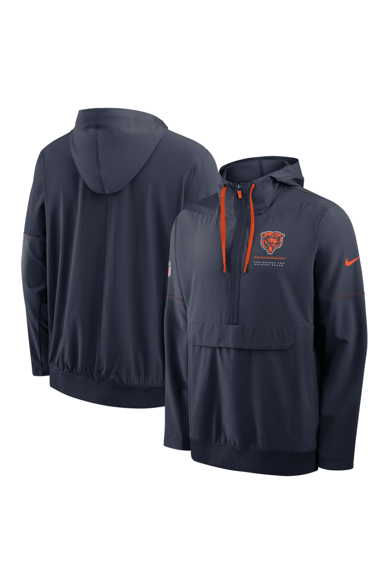 Men's Nike Navy Chicago Bears Sideline Anorak Half-Zip Hooded Jacket, Main, color, Navy