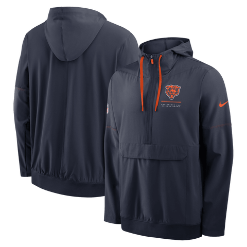 Men's Nike Navy Chicago Bears Sideline Anorak Half-Zip Hooded Jacket