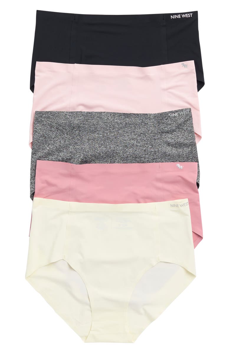 Nine West High Waist Bonded 5-Pack Briefs, Main, color,