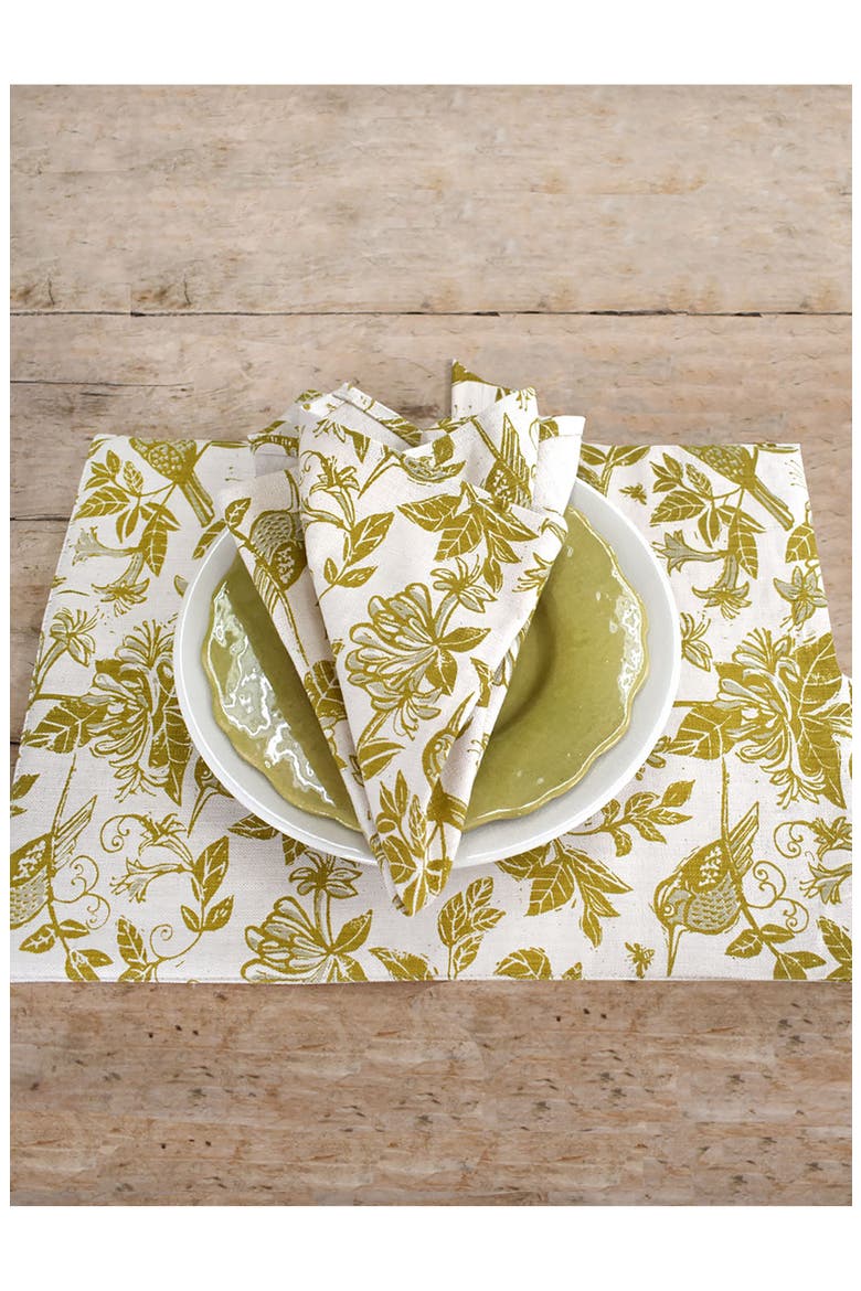 Honeysuckle Botanical Set of 4 Placemats, Alternate, color, CHARTREUSE