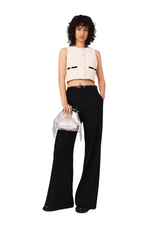 Sleeveless tweed lurex top