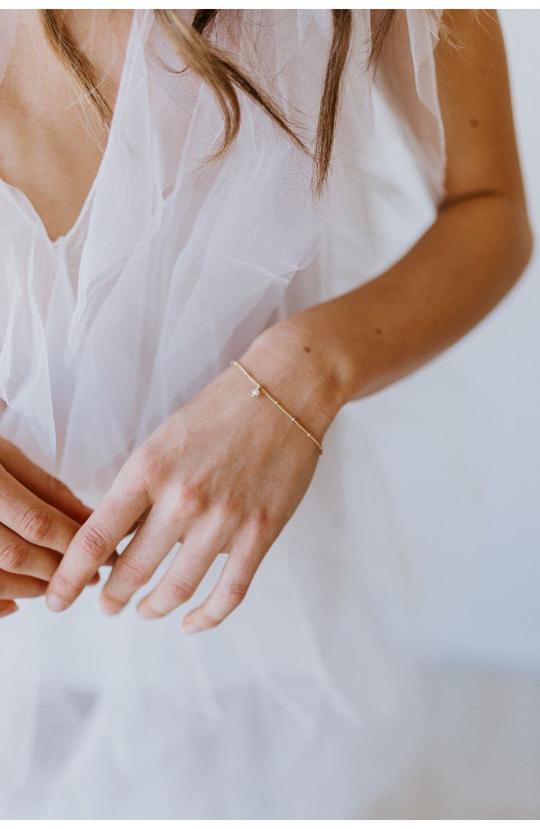 Untamed Petals Bijou Dainty Pearl Bracelet, Alternate, color, Gold