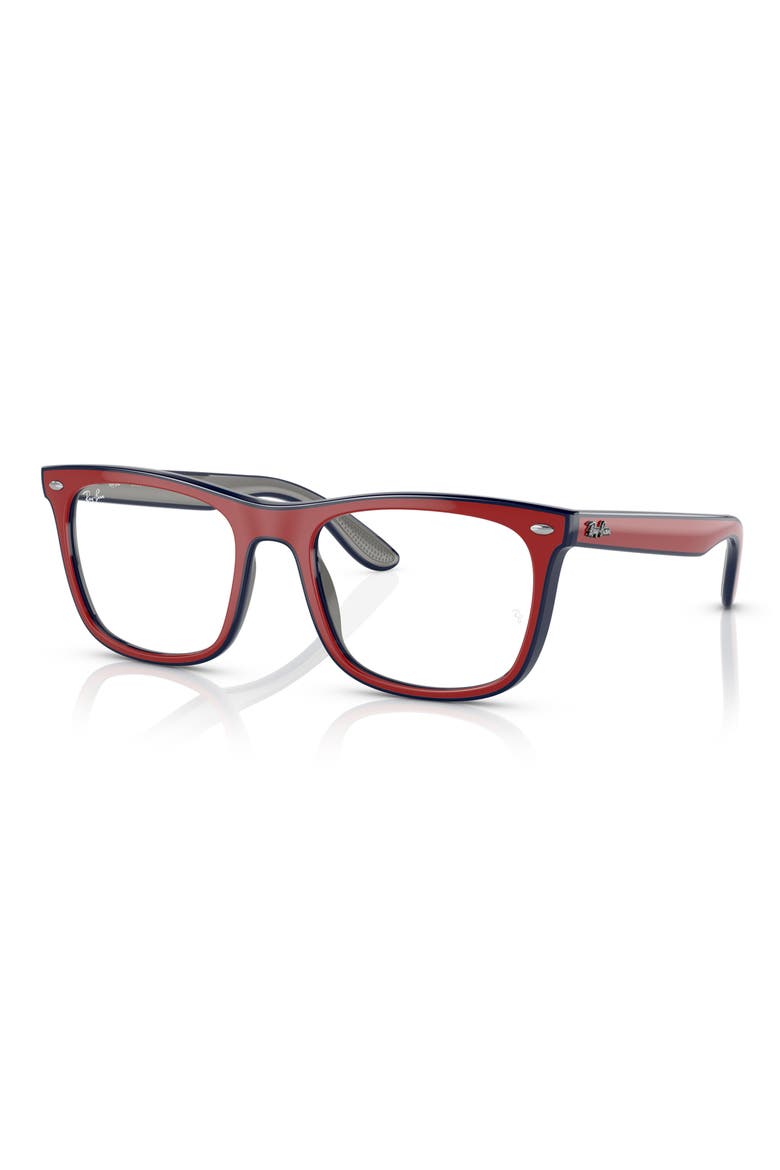 53mm Square Optical Glasses, Alternate, color, POLISHED RED/ BLUE/ GREY