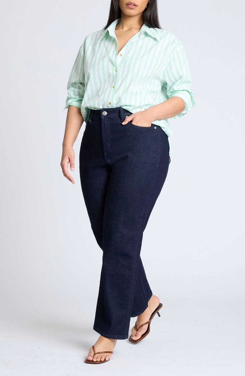 ELOQUII Stripe Button-Up Shirt, Alternate, color,