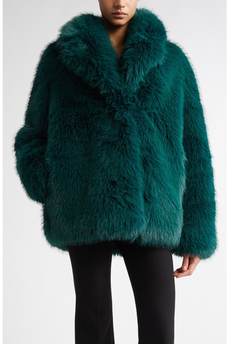 Hunter Oversize Faux Fur Jacket, Main, color, TEAL