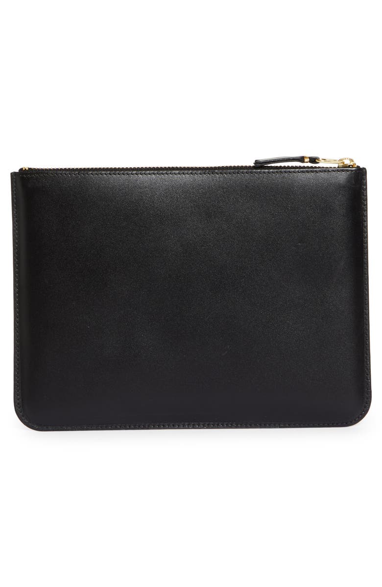 Comme des Garçons Wallets Outside Pocket Leather Zip Pouch, Alternate, color, Black
