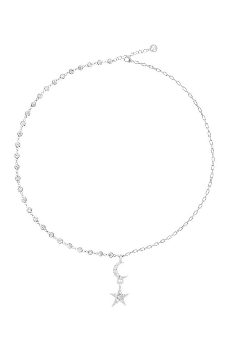 SPHERA MILANO White Gold Vermeil Pave CZ Star & Moon Pendant Necklace, Alternate, color, Gold