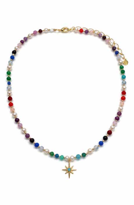 Panacea Freshwater Pearl & Multicolor Beaded Starburst Pendant Necklace