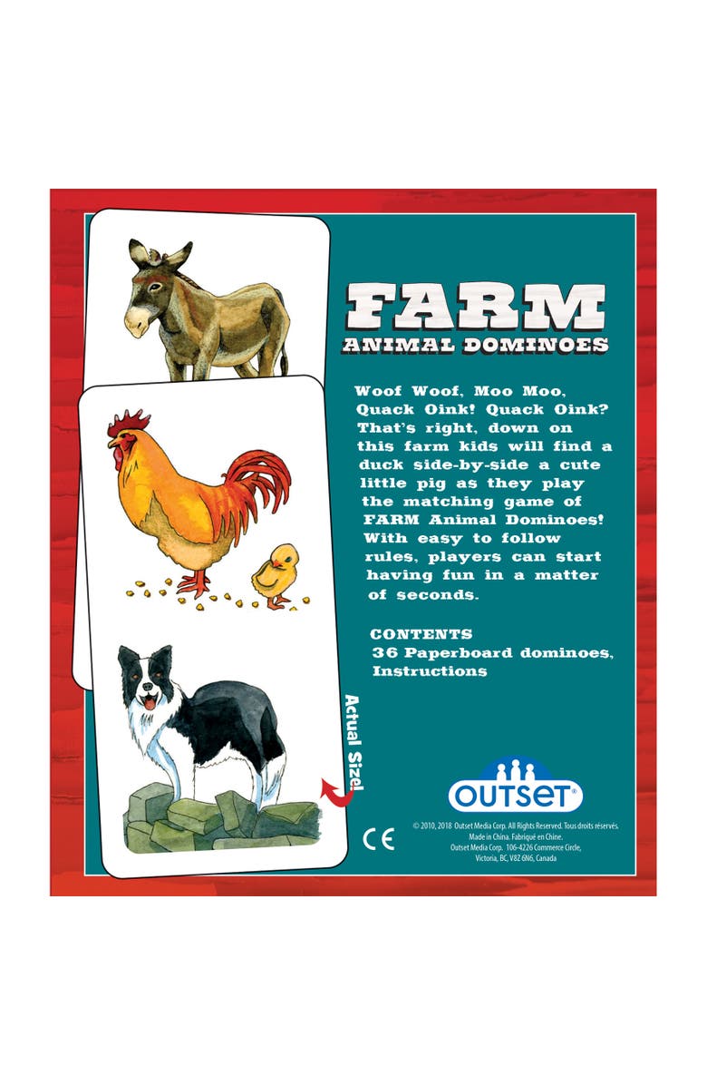 Outset Farm Animal Dominoes Matching Card Game, Alternate, color, Multicolored