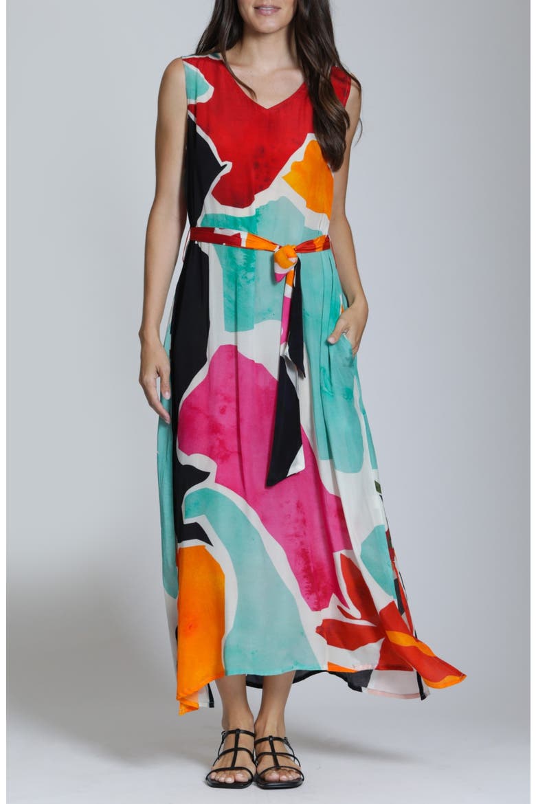 Sleeveless Maxi Dress, Main, color, RED MULTI