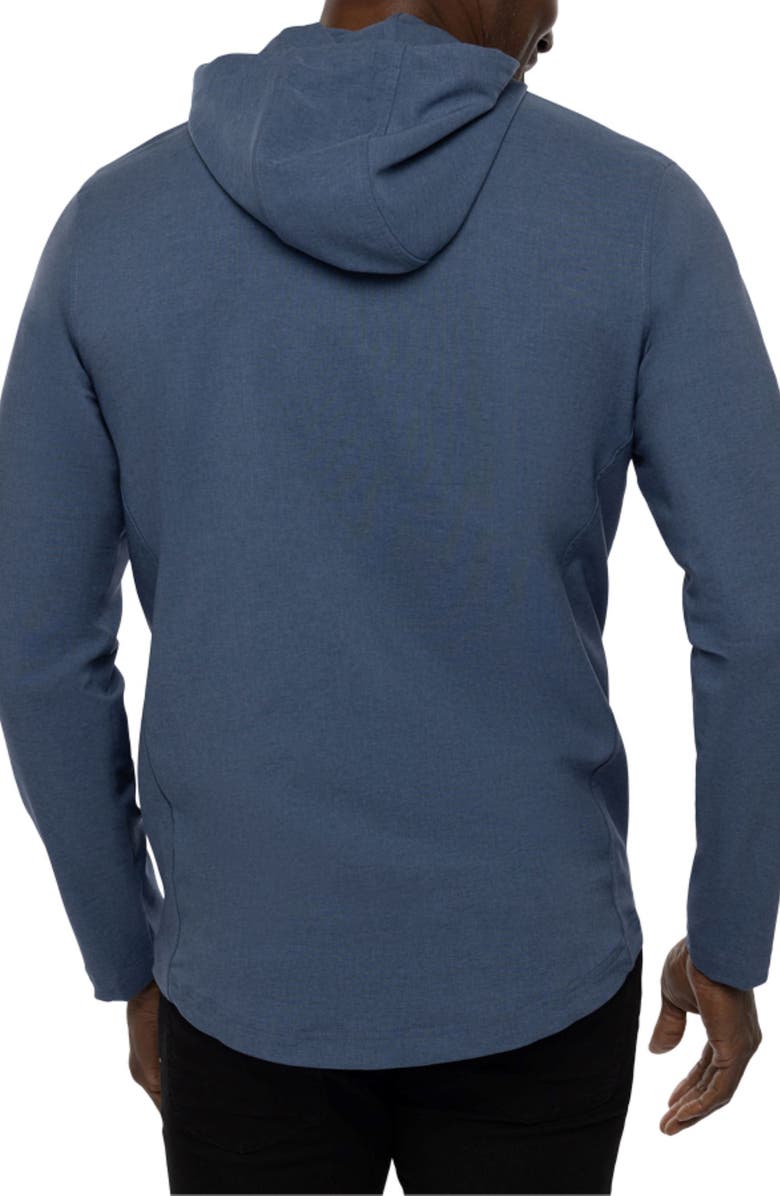 TravisMathew Sip & Savor Logo Patch Half Zip Hoodie, Alternate, color, Heather Peacoat